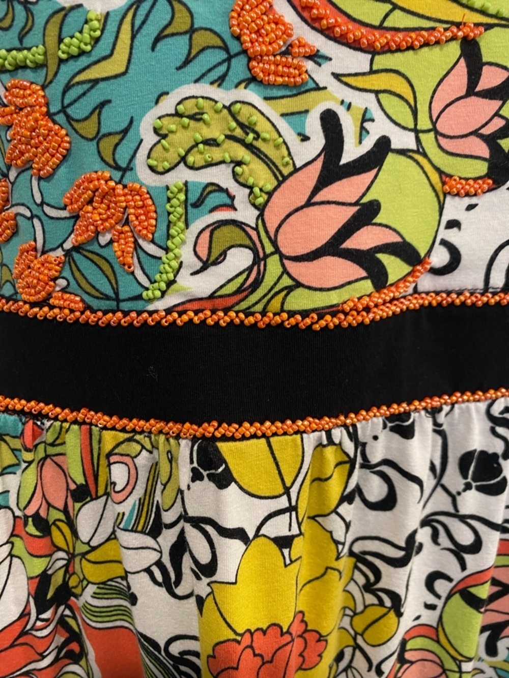 Boho Maxi Dress Festival Resort Summer Beaded Sequined Floral Fringe Paisley XL - Picture 6 of 15